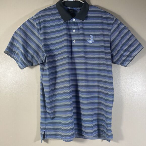 Dunning Golf Striped Polo Shirt Pinehurst 1895 Men’s Blue  Size Large - Picture 2 of 11